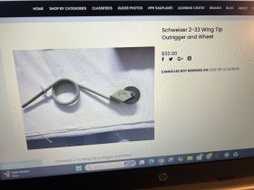 Pair (2) wing wheel and outrigger for Schweizer 2-33