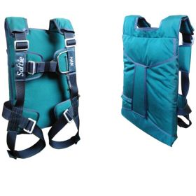 Para-Phernalia Wedge Softie, Color: Teal Fabric, Charcoal Trim, Charcoal Harness,
Harness: Conventional, Hardware: Thread Through Adapters, Thread Through Chest Buckle, Upgrades/Extras: Custom Monogram