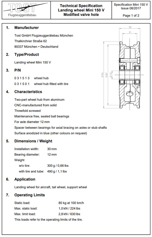 TOST 150 MINI Tail Wheel